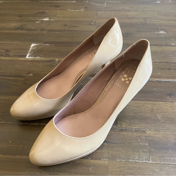 Vince Camuto Desti Patent Platform Nude Heels - Picture 3 of 11